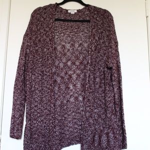 Burgundy and White Garage Cardigan